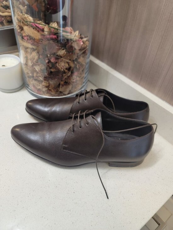 HUGO BOSS BROWN LEATHER OXFORDS SIZE  8 main image 5